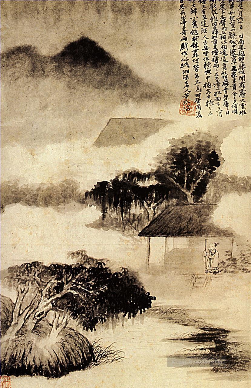 Shitao Klang des Donners in der Ferne 1690 alte China Tinte Ölgemälde